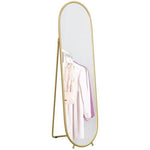 HOMCOM Oval Full Length Mirror with Metal Frame Hanging or Leaning Gold Tone by HOMCOM