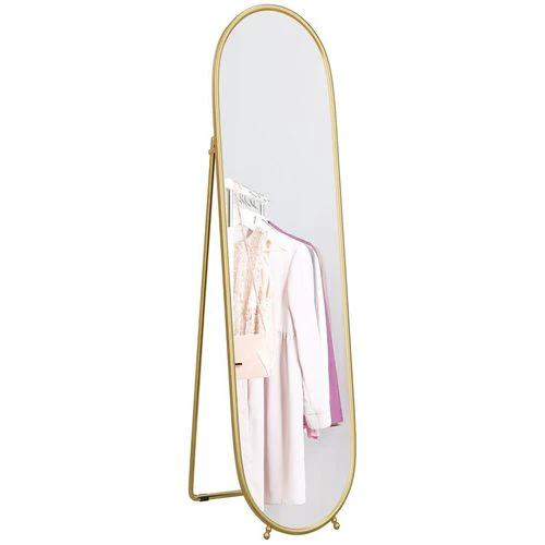 HOMCOM Oval Full Length Mirror with Metal Frame Hanging or Leaning Gold Tone by HOMCOM