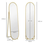 HOMCOM Oval Full Length Mirror with Metal Frame Hanging or Leaning Gold Tone by HOMCOM