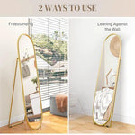 HOMCOM Oval Full Length Mirror with Metal Frame Hanging or Leaning Gold Tone by HOMCOM