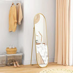 HOMCOM Oval Full Length Mirror with Metal Frame Hanging or Leaning Gold Tone by HOMCOM