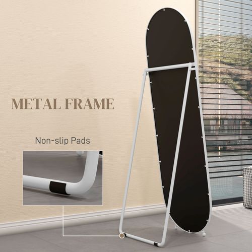 HOMCOM Oval Full Length Mirror with Metal Frame Hanging or Leaning White - Mirror from HOMCOM