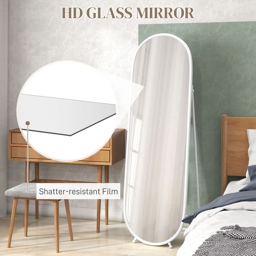 HOMCOM Oval Full Length Mirror with Metal Frame Hanging or Leaning White - Mirror from HOMCOM