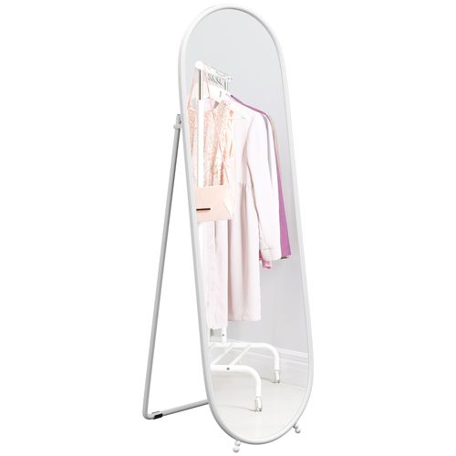 HOMCOM Oval Full Length Mirror with Metal Frame Hanging or Leaning White - Mirror from HOMCOM