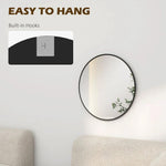 HOMCOM HOMCOM Wall Mirror for Living Room Bedroom, 61 cm Circle Bathroom Mirror, Black - Mirror