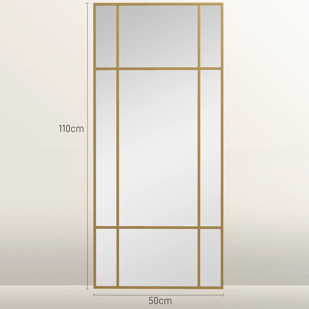 HOMCOM HOMCOM Window Style Vanity Mirror 110 x 50cm Hanging Wall Mirror Gold Tone - Mirror