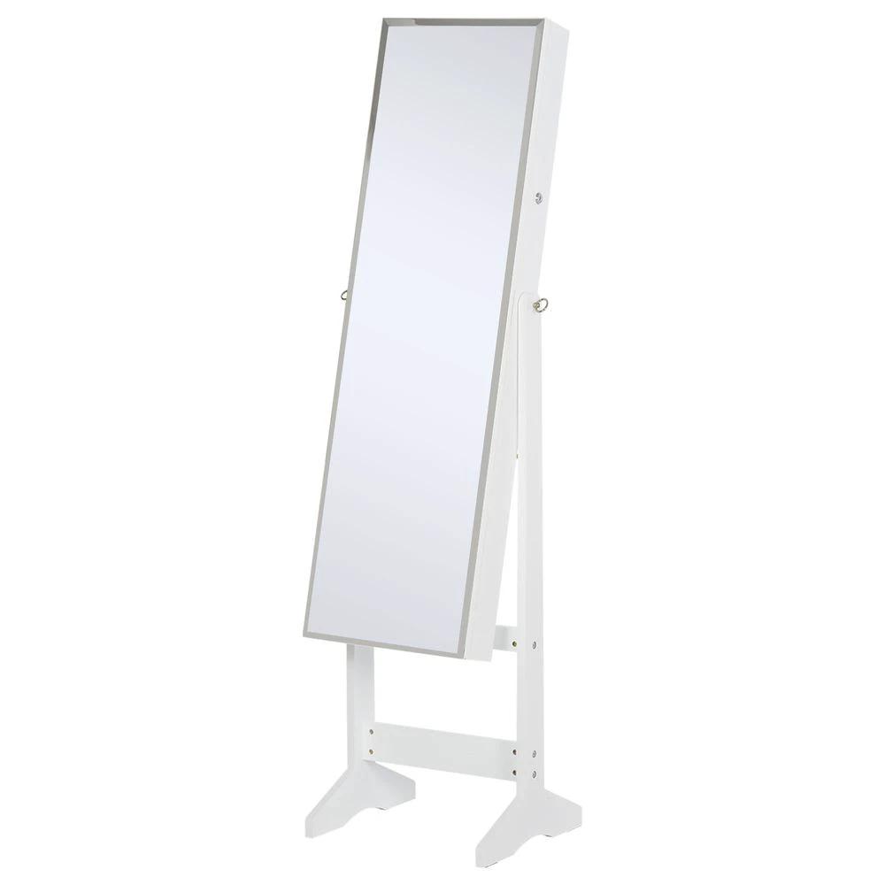 MDF Freestanding Glass Mirror Jewellery Cabinet White by HOMCOM