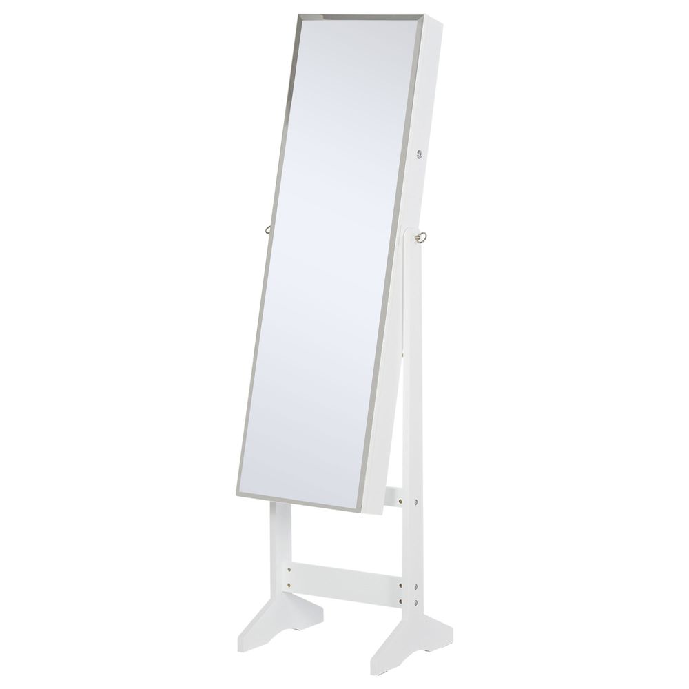 MDF Freestanding Glass Mirror Jewellery Cabinet White - Mirror from HOMCOM