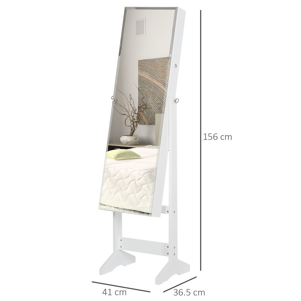 MDF Freestanding Glass Mirror Jewellery Cabinet White - Mirror from HOMCOM