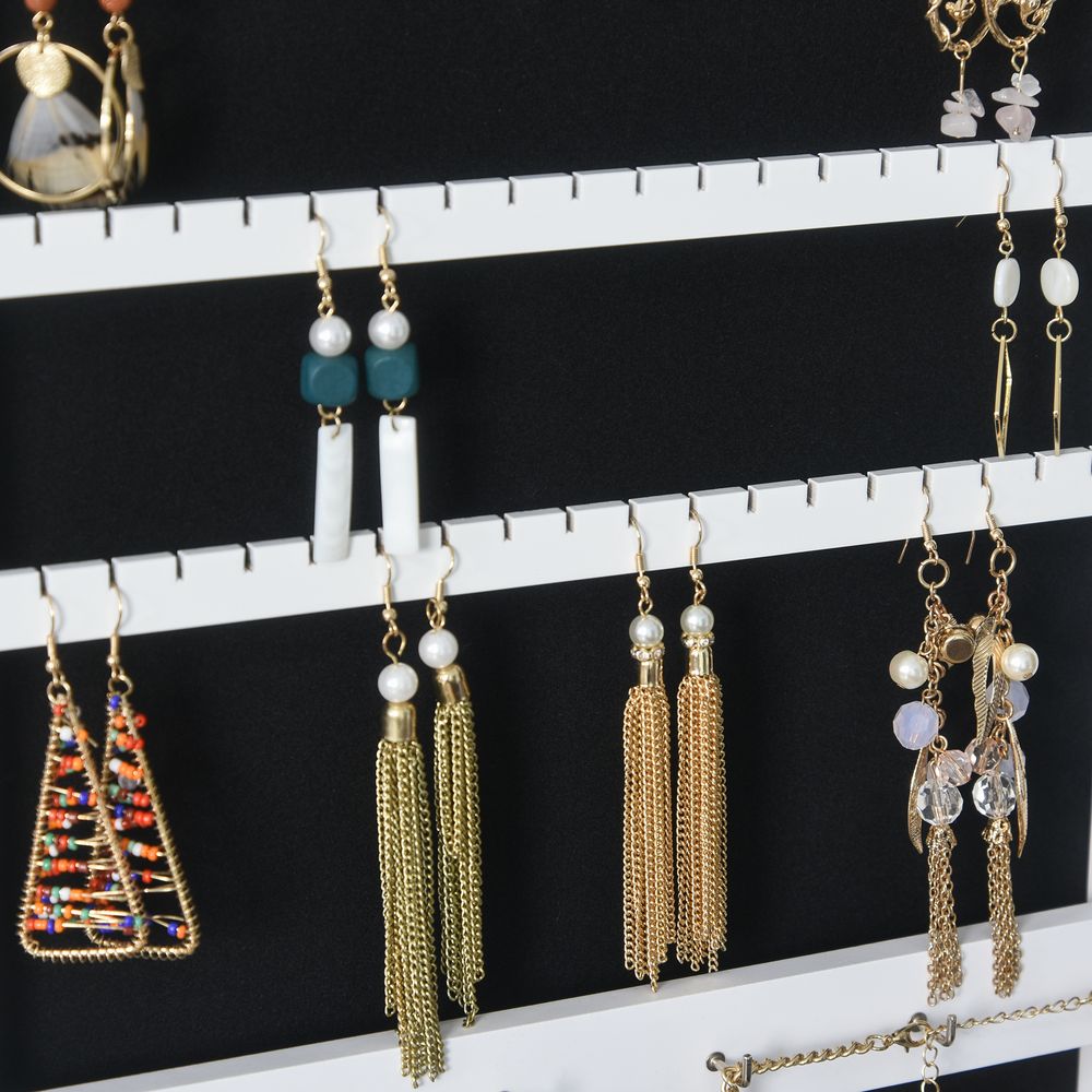 MDF Freestanding Glass Mirror Jewellery Cabinet White - Mirror from HOMCOM