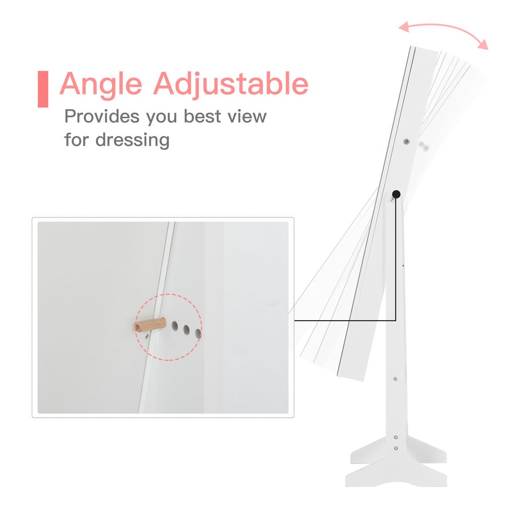 MDF Freestanding Glass Mirror Jewellery Cabinet White - Mirror from HOMCOM