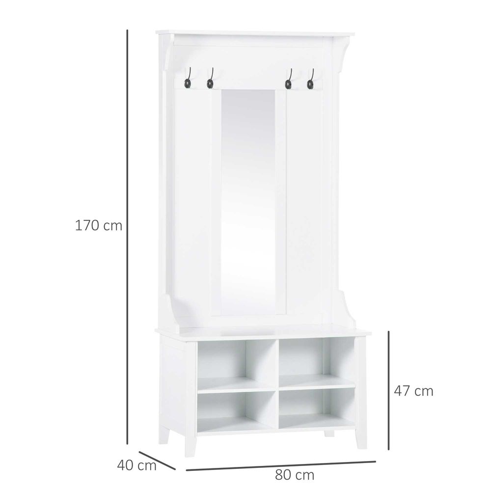 Mirror Cabinet, 80Lx40Wx170H cm-White - Mirror from HOMCOM