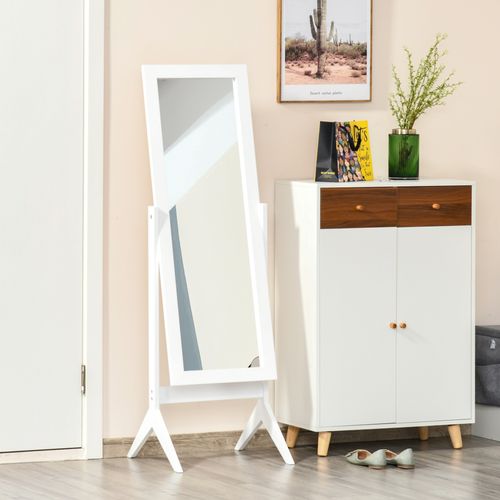 Tall Freestanding Dressing Mirror w/Adjustable Tilt White - Mirror from HOMCOM