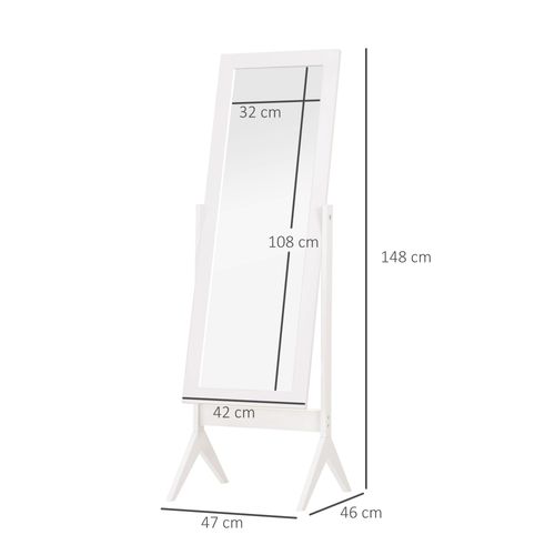 Tall Freestanding Dressing Mirror w/Adjustable Tilt White - Mirror from HOMCOM
