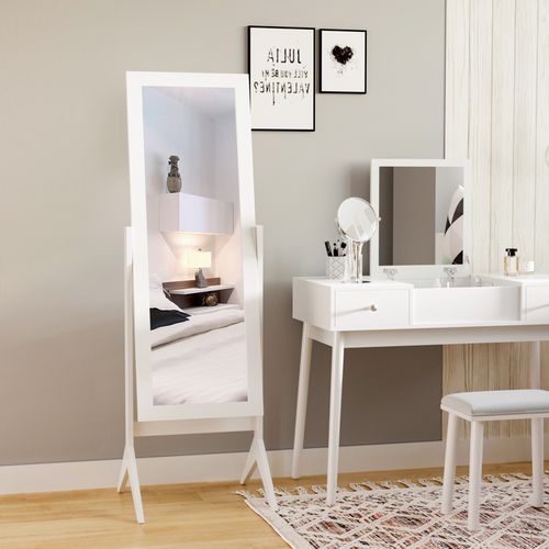 Tall Freestanding Dressing Mirror w/Adjustable Tilt White - Mirror from HOMCOM