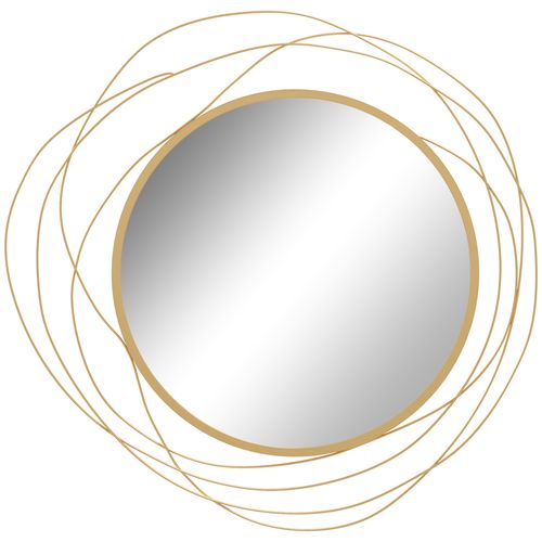 HOMCOM Metal Wall Art 65cm Round Mirror for Living Room Dining Room Gold Tone - Mirror from HOMCOM