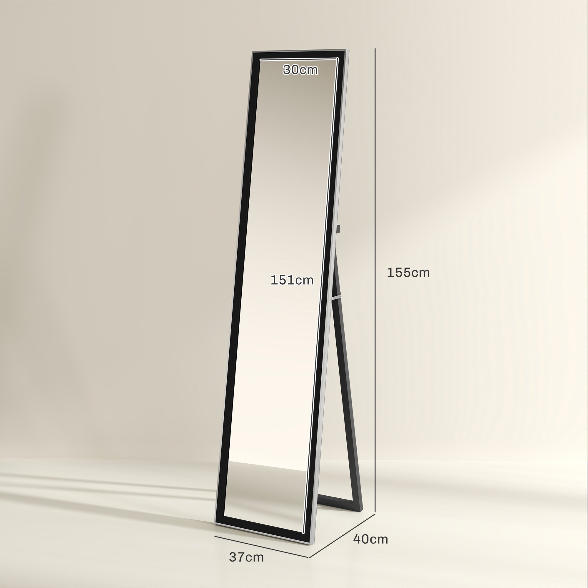HOMCOM Floor Mirror Wall Mounted Leaning Standing Mirror 37 x 157cm - Mirror from HOMCOM