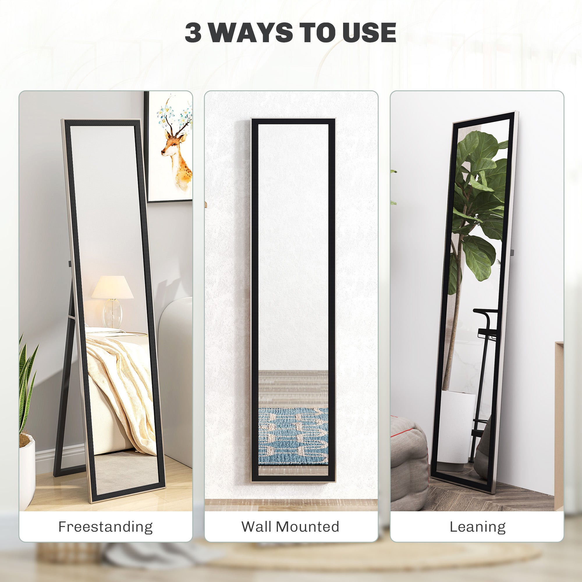 HOMCOM Floor Mirror Wall Mounted Leaning Standing Mirror 37 x 157cm - Mirror from HOMCOM