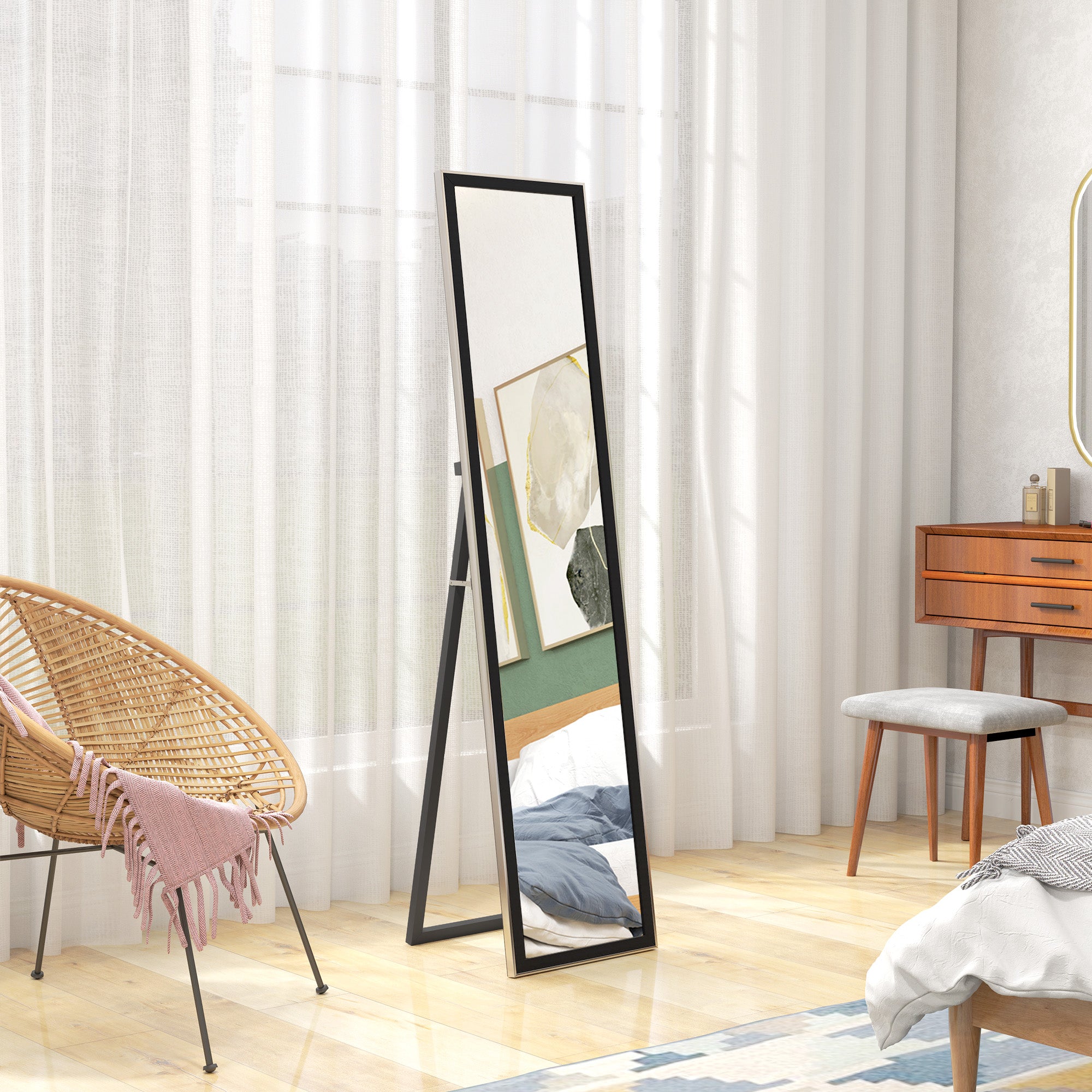 HOMCOM Floor Mirror Wall Mounted Leaning Standing Mirror 37 x 157cm - Mirror from HOMCOM