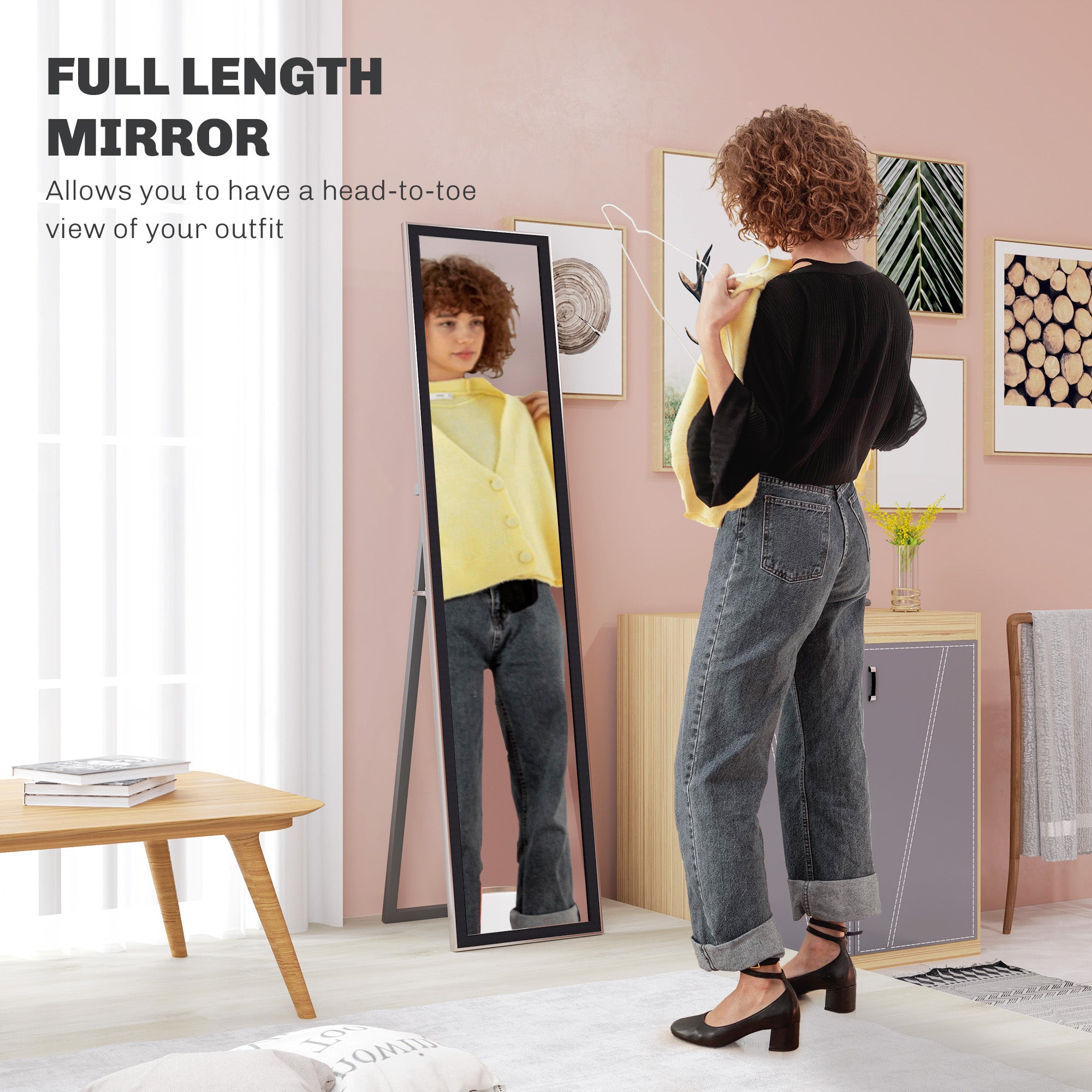 HOMCOM Floor Mirror Wall Mounted Leaning Standing Mirror 37 x 157cm - Mirror from HOMCOM
