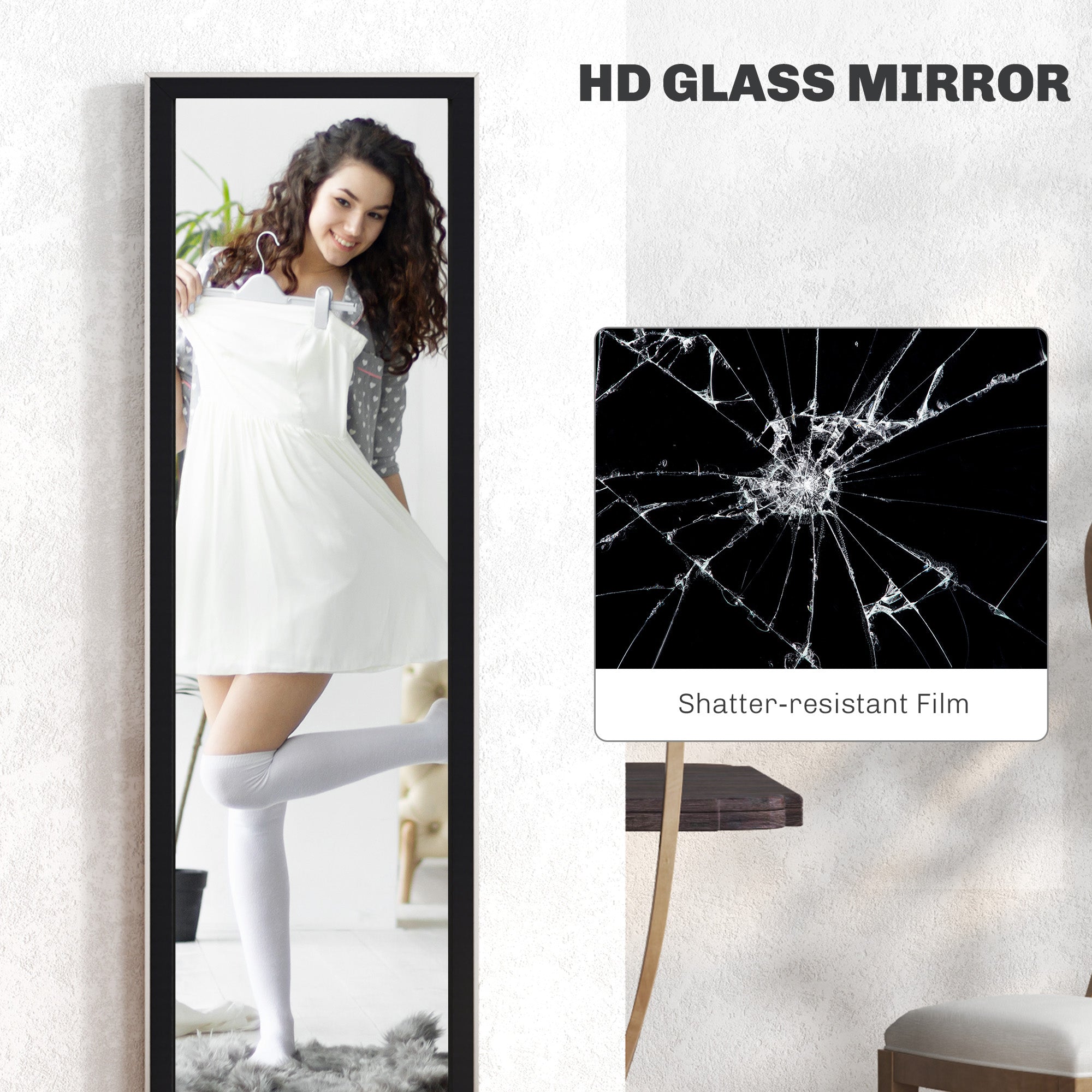 HOMCOM Floor Mirror Wall Mounted Leaning Standing Mirror 37 x 157cm - Mirror from HOMCOM