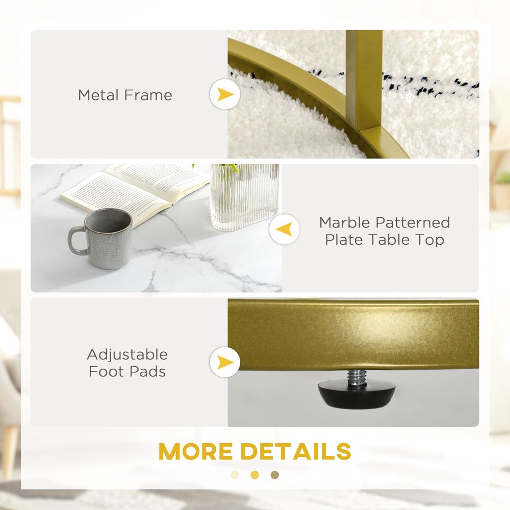 Marble Coffee Table Set of 2, Round Nest of Tables for Living Room - Nest of Tables from HOMCOM