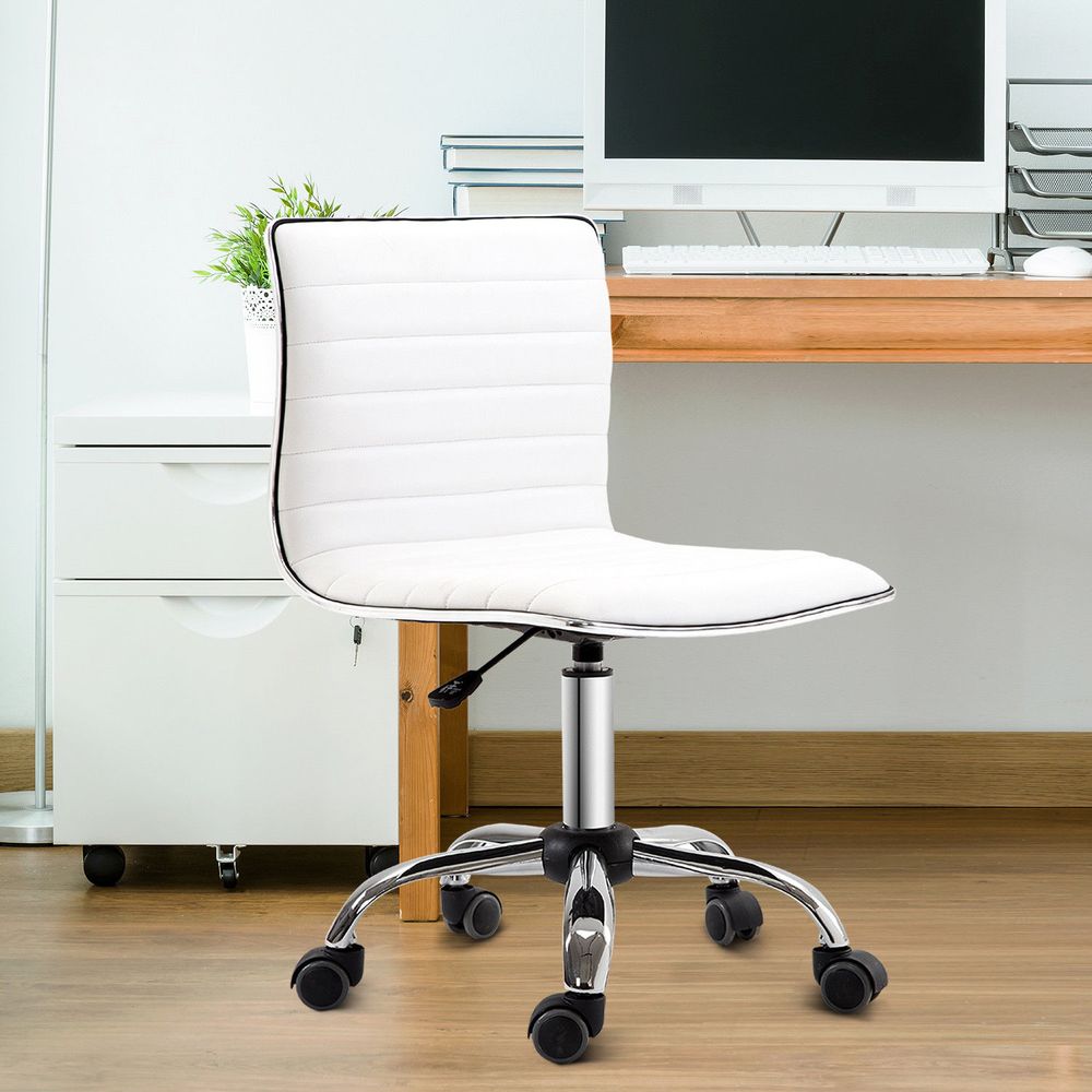 Armless Mid-Back Adjustable Office Chair  360 Swivel Ergonomic White HOMCOM - Office Chair from HOMCOM
