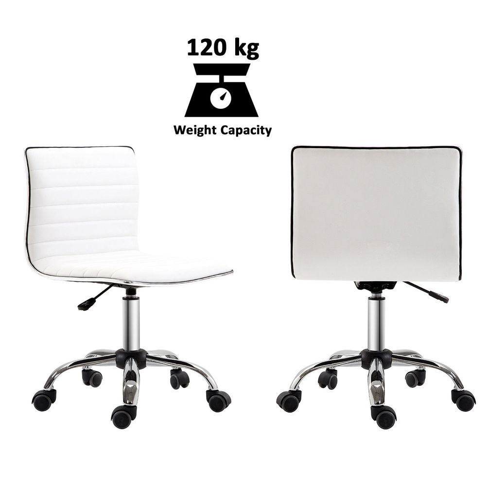 Armless Mid-Back Adjustable Office Chair  360 Swivel Ergonomic White HOMCOM - Office Chair from HOMCOM