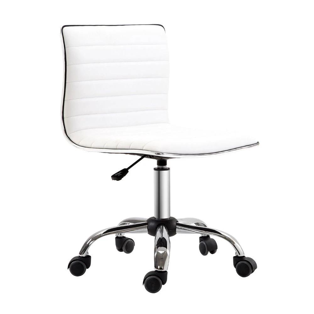 HOMCOM Armless Mid-Back Adjustable Office Chair 360 Swivel Ergonomic White HOMCOM - Office Chair