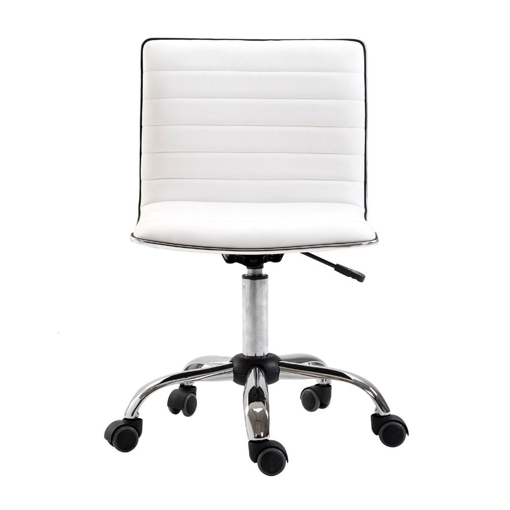 Armless Mid-Back Adjustable Office Chair  360 Swivel Ergonomic White HOMCOM - Office Chair from HOMCOM