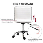 Armless Mid-Back Adjustable Office Chair  360 Swivel Ergonomic White HOMCOM - Office Chair from HOMCOM