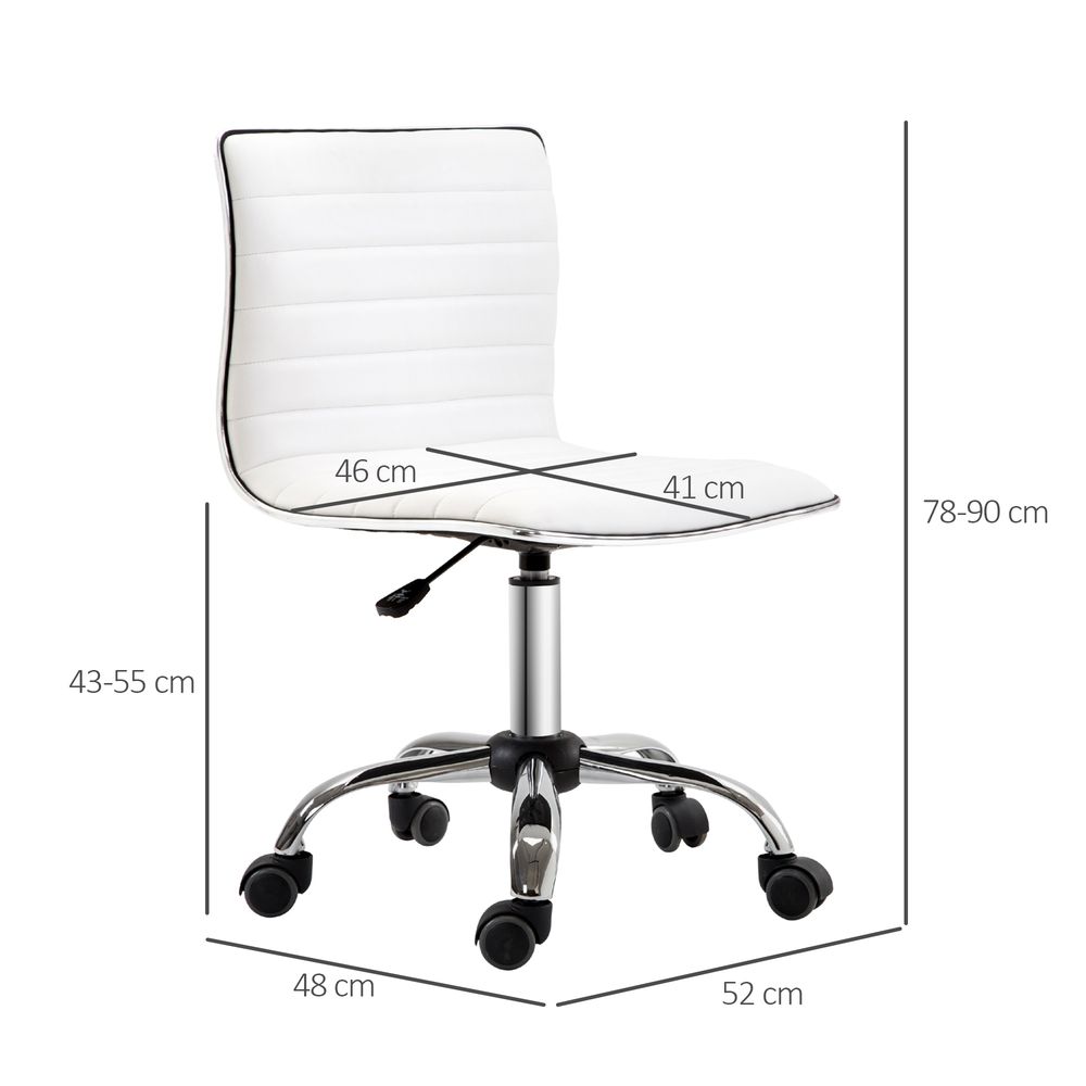 Armless Mid-Back Adjustable Office Chair  360 Swivel Ergonomic White HOMCOM - Office Chair from HOMCOM