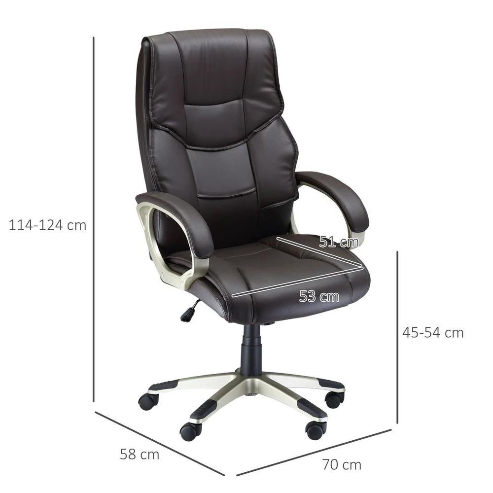Executive Computer Office Desk Chair High Back Faux Leather Swivel Chair Brown by HOMCOM