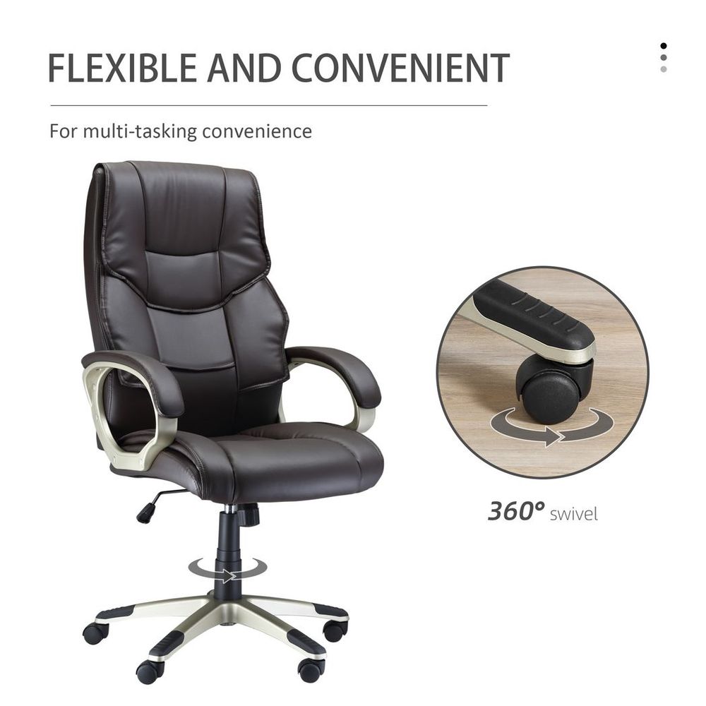 Executive Computer Office Desk Chair High Back Faux Leather Swivel Chair Brown - Office Chair from HOMCOM