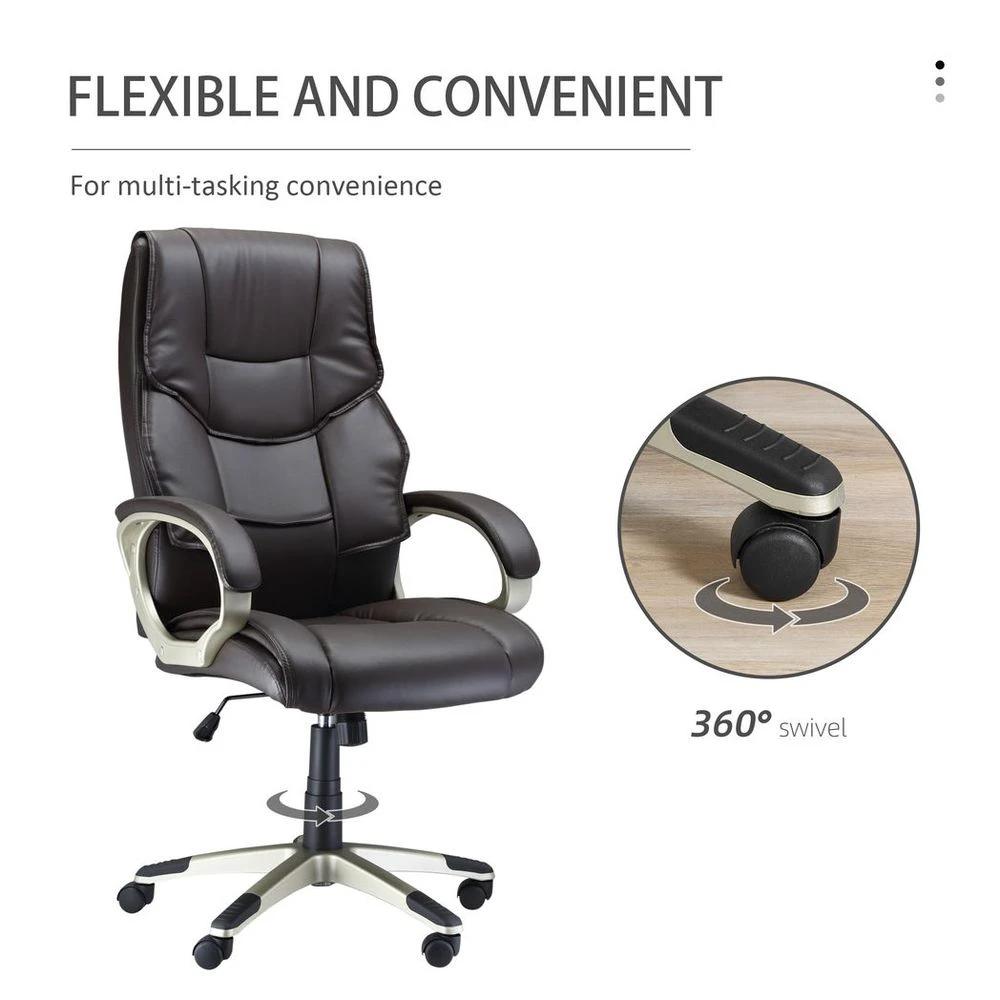 Executive Computer Office Desk Chair High Back Faux Leather Swivel Chair Brown by HOMCOM