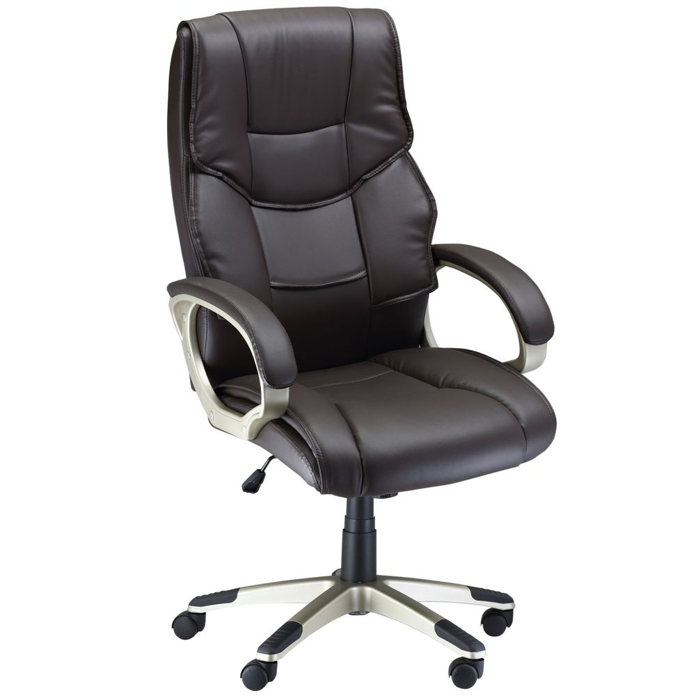 Executive Computer Office Desk Chair High Back Faux Leather Swivel Chair Brown - Office Chair from HOMCOM