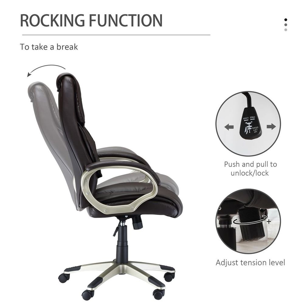 Executive Computer Office Desk Chair High Back Faux Leather Swivel Chair Brown - Office Chair from HOMCOM