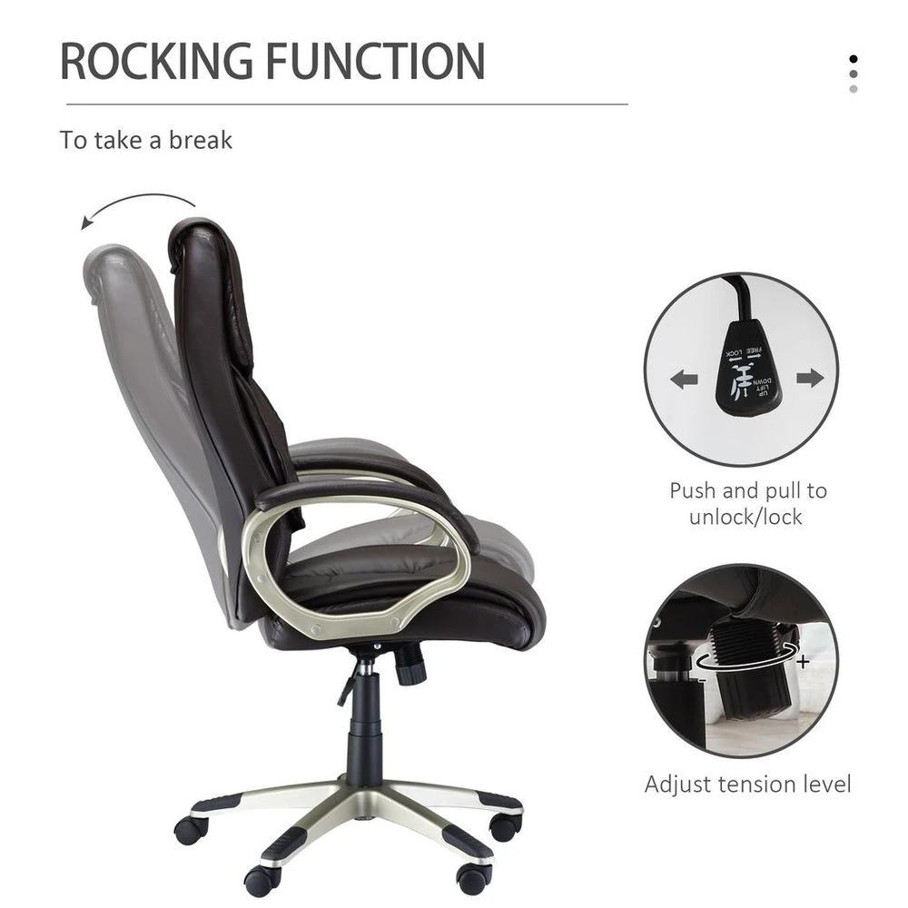 Executive Computer Office Desk Chair High Back Faux Leather Swivel Chair Brown by HOMCOM