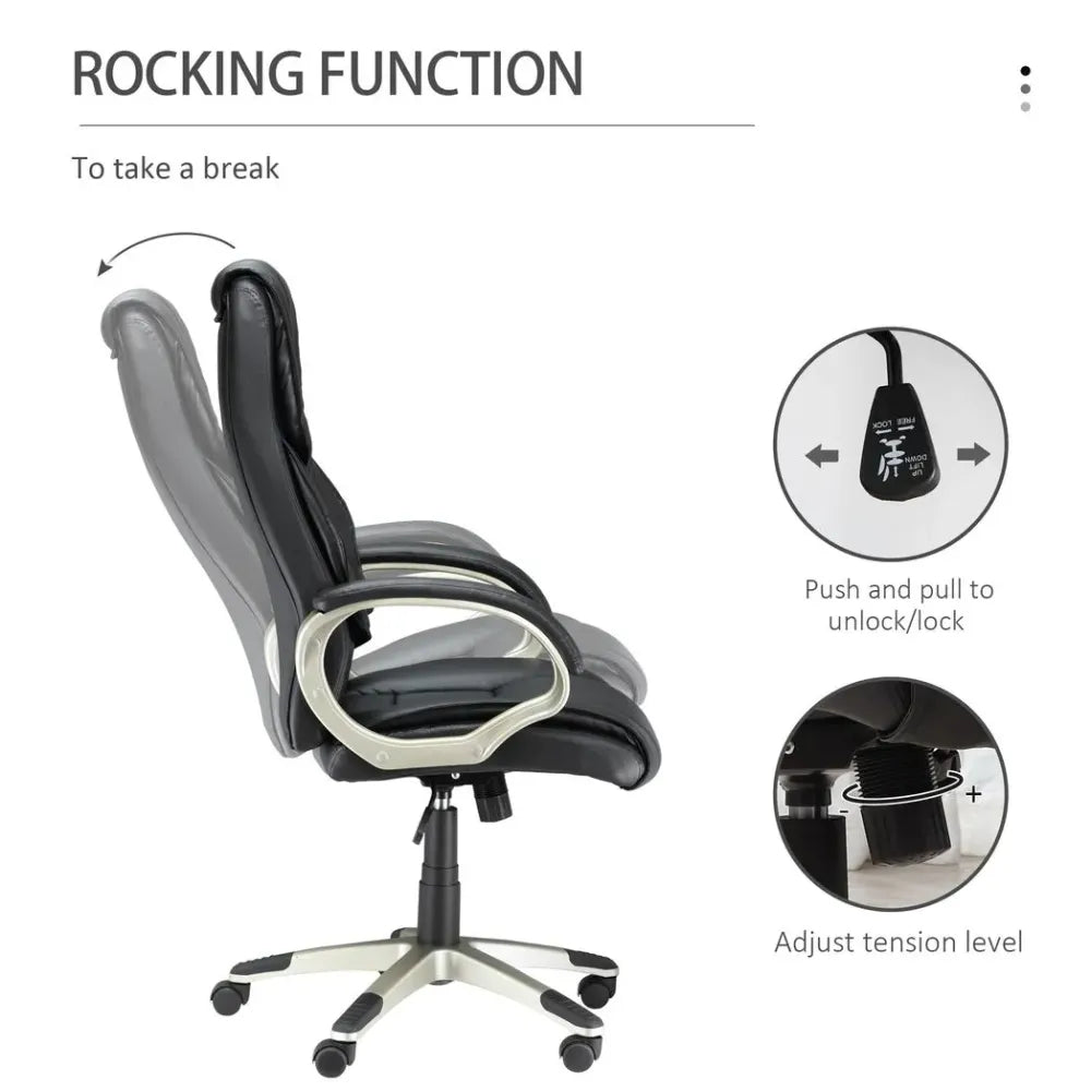 Executive Computer Office Desk Chair PU Leather Swivel Chairs High Back - Office Chair from HOMCOM