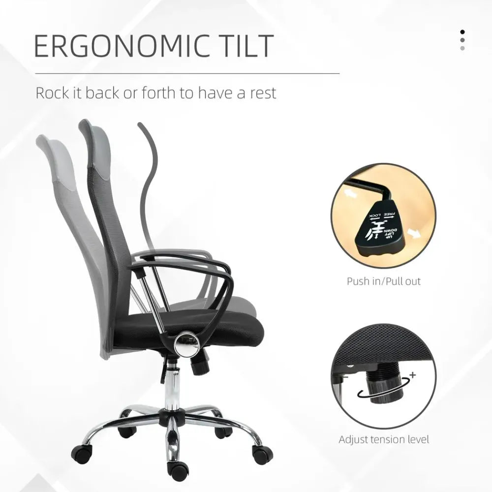 Executive Office Chair High Back Mesh Chair Seat Office Desk Chairs, Black - Office Chair from HOMCOM