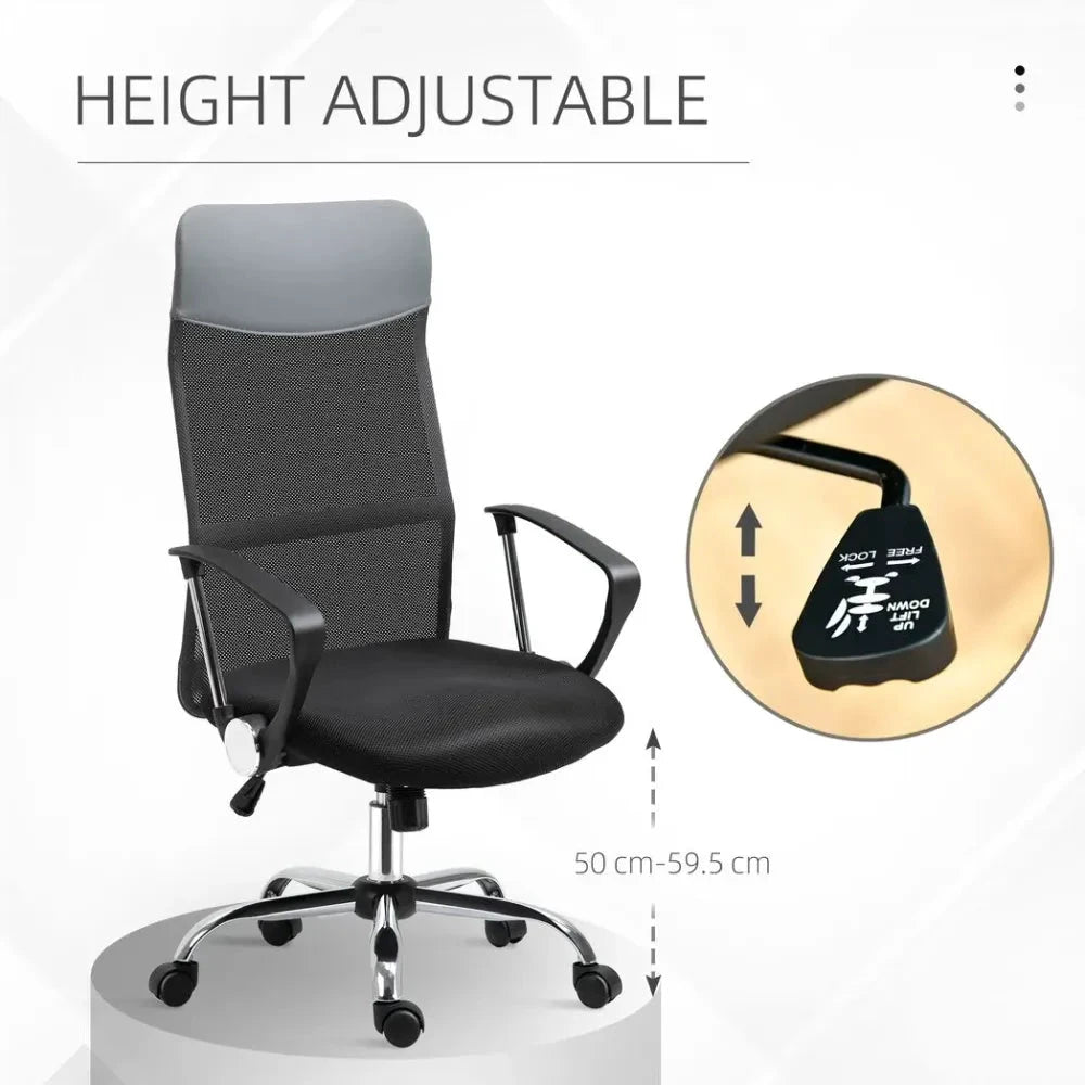HOMCOM Executive Office Chair High Back Mesh Chair Seat Office Desk Chairs, Black - Office Chair