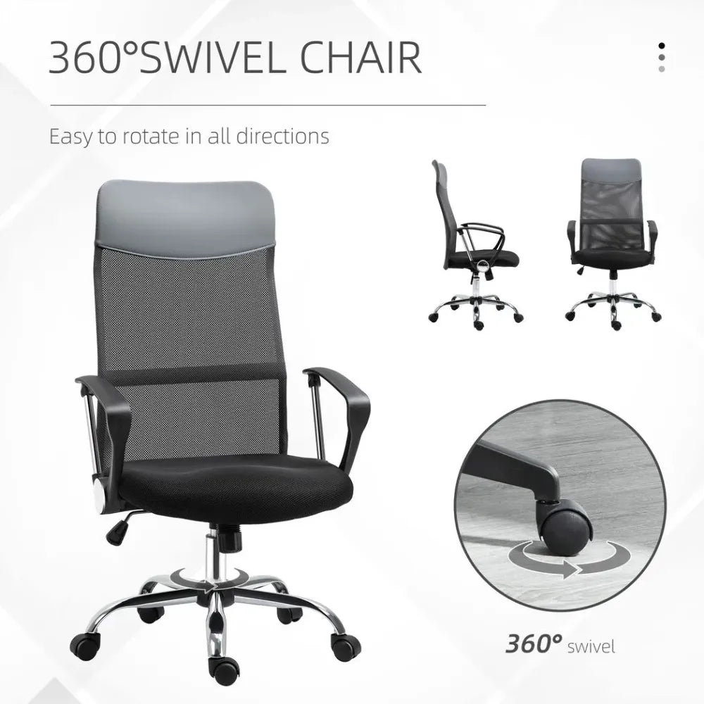 Executive Office Chair High Back Mesh Chair Seat Office Desk Chairs, Black - Office Chair from HOMCOM