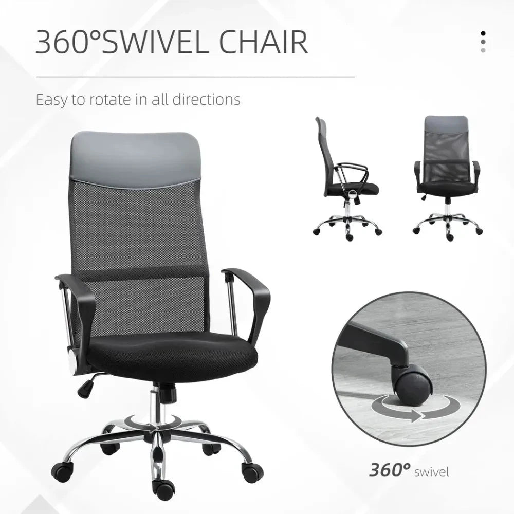 HOMCOM Executive Office Chair High Back Mesh Chair Seat Office Desk Chairs, Black - Office Chair