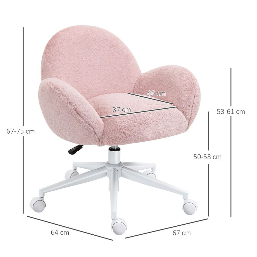 Fluffy Leisure Chair Office Chair w/ Backrest and Armrest for Bedroom Pink - Office Chair from HOMCOM