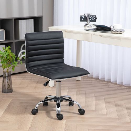 HOMCOM Armless Mid-Back Adjustable Office Chair with 360 Swivel Black - Office Chair from HOMCOM