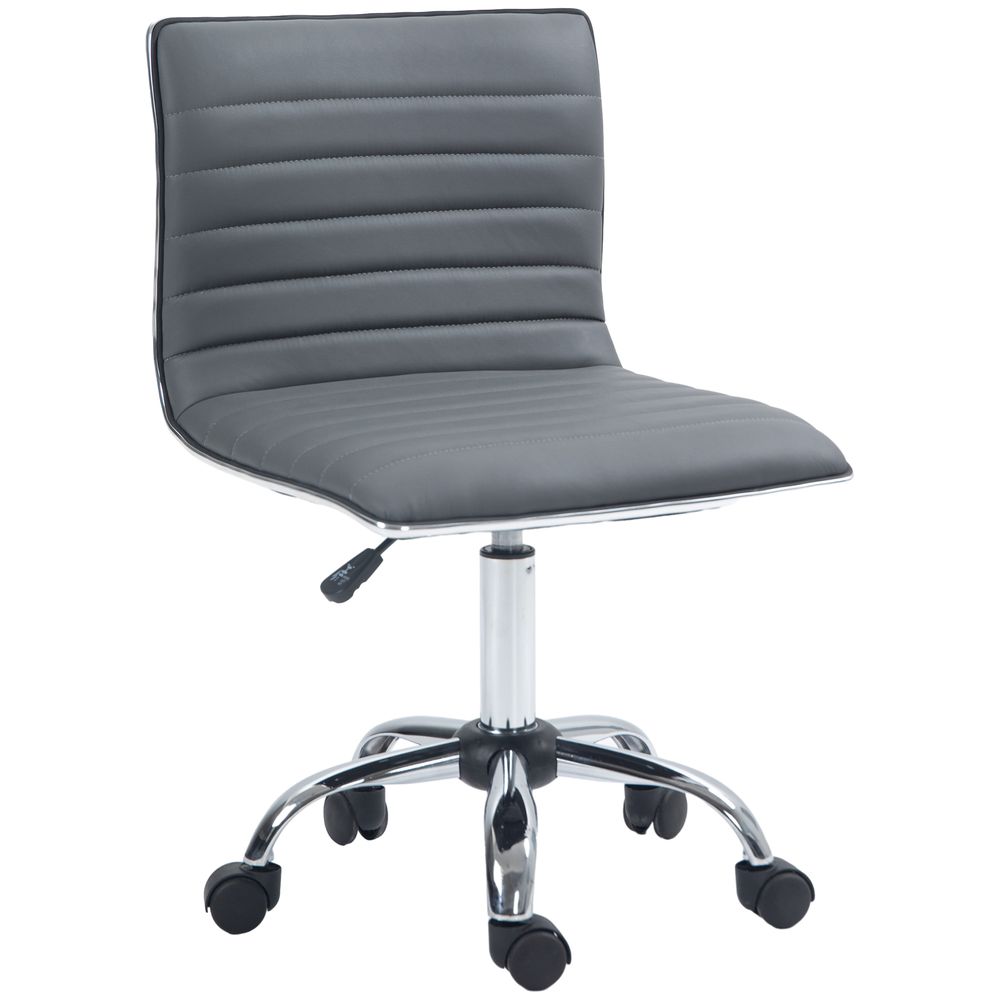 HOMCOM Armless Mid-Back Adjustable Office Chair with 360 Swivel Dark Grey - Office Chair from HOMCOM