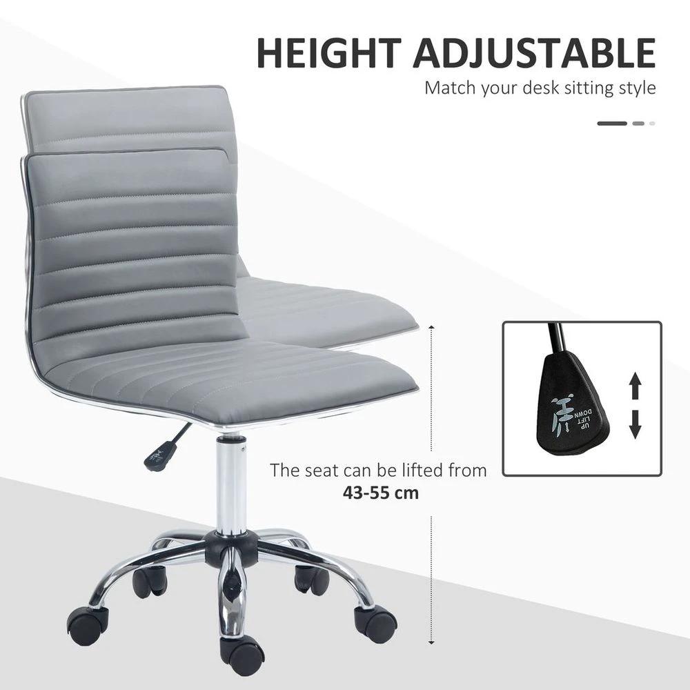 HOMCOM HOMCOM Armless Mid-Back Adjustable Office Chair with 360 Swivel Light Grey - Office Chair