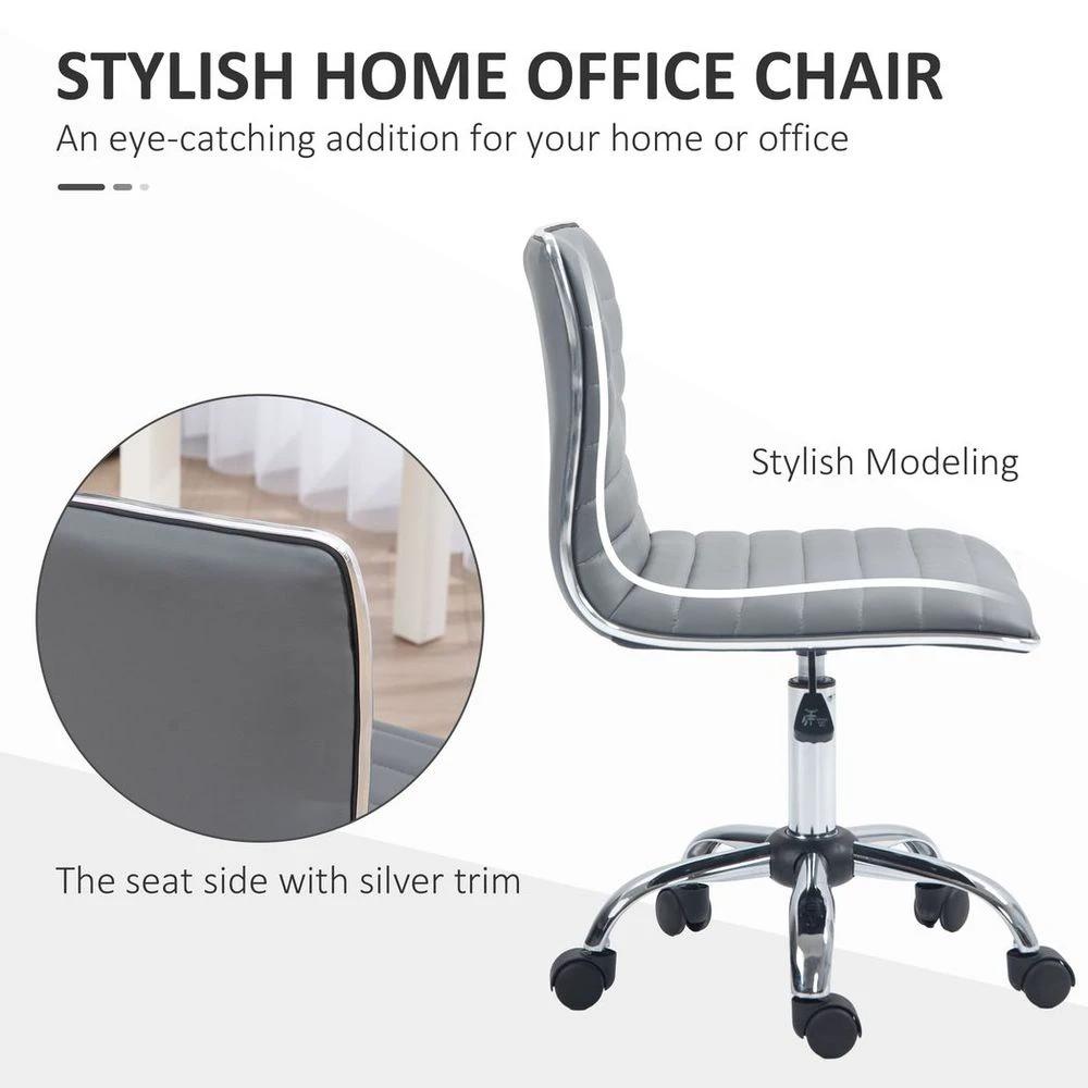 HOMCOM HOMCOM Armless Mid-Back Adjustable Office Chair with 360 Swivel Light Grey - Office Chair