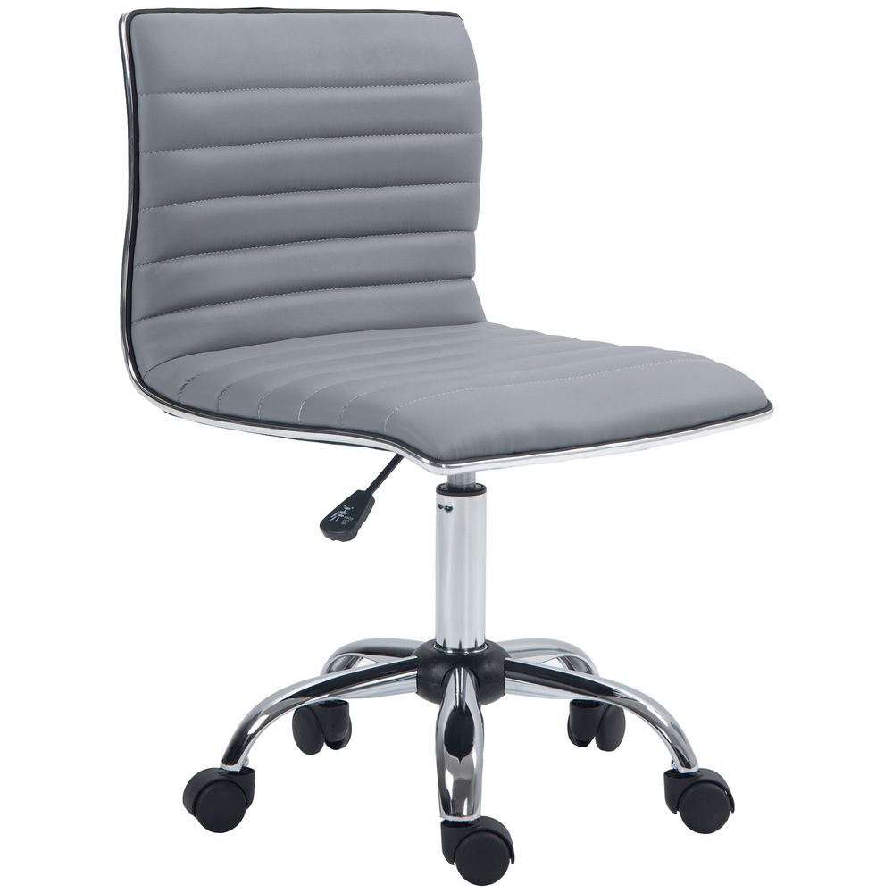 HOMCOM Armless Mid-Back Adjustable Office Chair with 360 Swivel Light Grey - Office Chair from HOMCOM