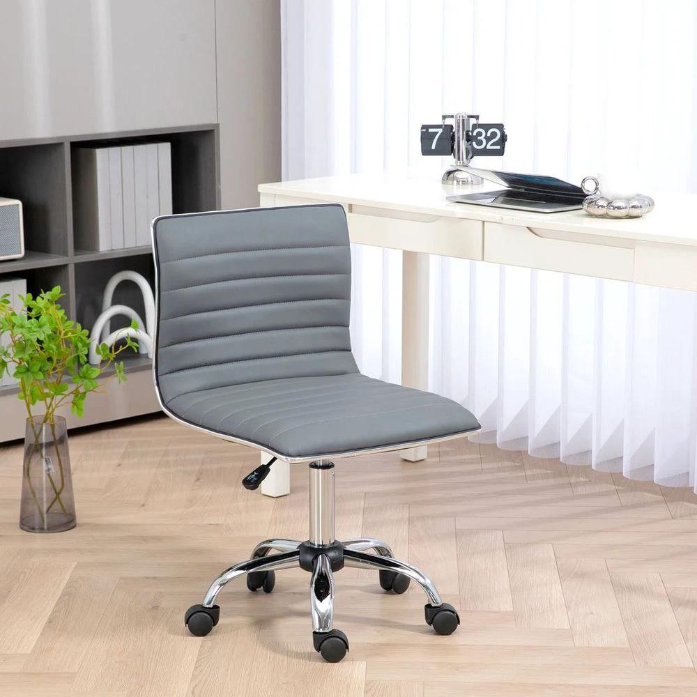 HOMCOM HOMCOM Armless Mid-Back Adjustable Office Chair with 360 Swivel Light Grey - Office Chair